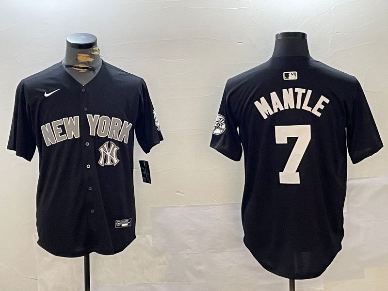 Men New York Yankees #7 Mantle Black Game 2024 Nike MLB Jersey style 12023->new york yankees->MLB Jersey